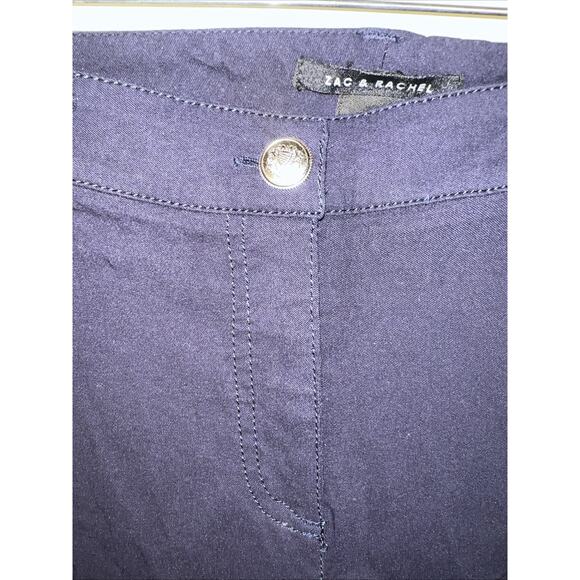 Zac & Rachel Straight Leg Pants Trouser Size 12 Navy Blue Stretch - Picture 2 of 9